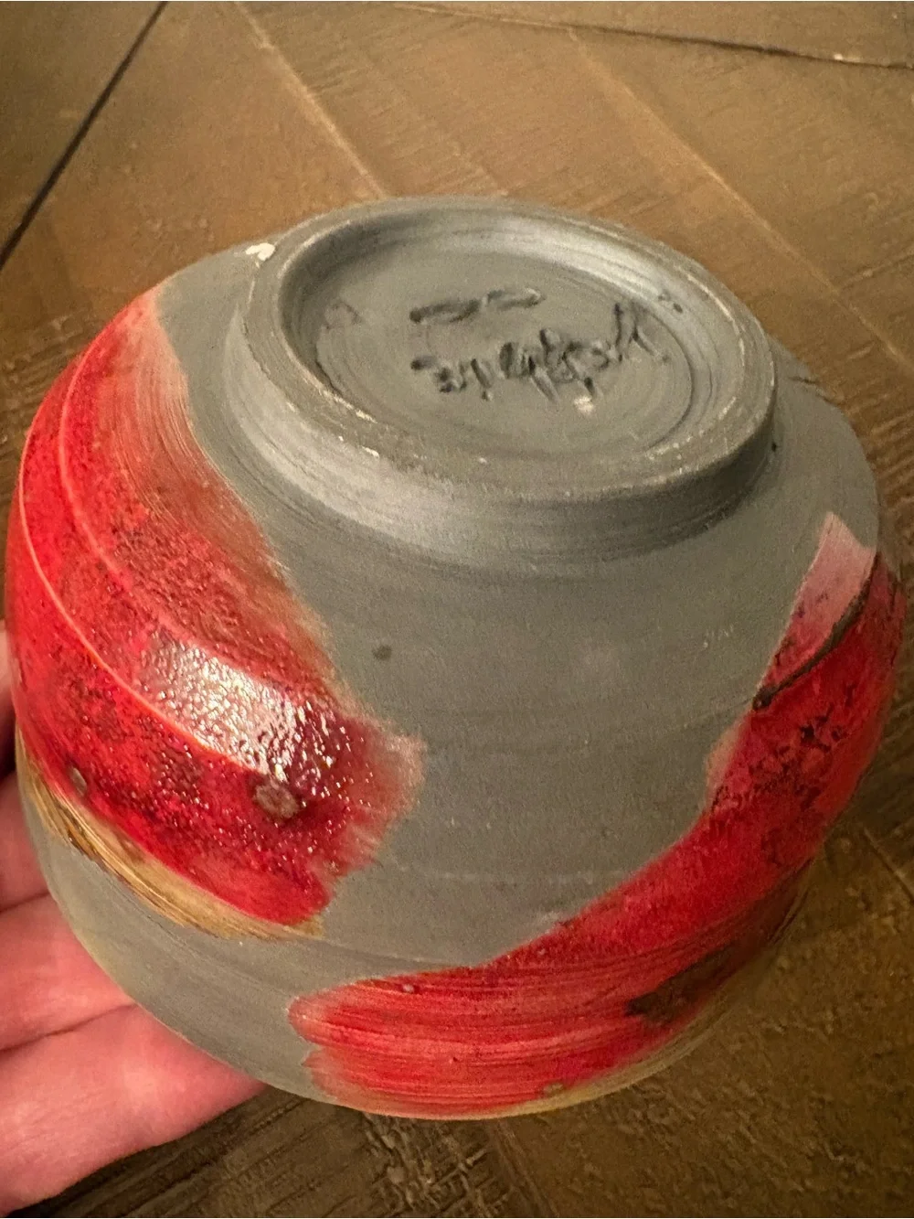 Handmade Red and Blue Ceramic Bowl Planter - Home Accents